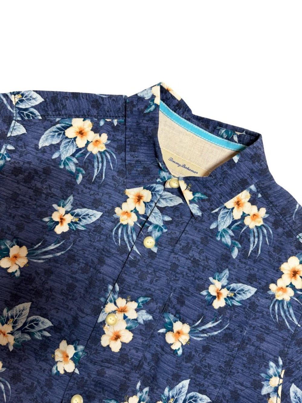 Tommy Bahama Tropical Resort  Silk Blue Floral Short-Sleeve Button-Down Sz M